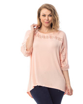 Araza Ladies Top Solid-Pink Scoop-Neck Dolman-Sleeve Plus Size 1X - £19.97 GBP