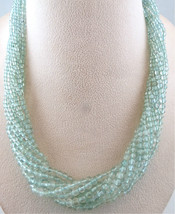 Blue Natural Aquamarine Round Beads 10 String 533 Carat Gemstone Silver Necklace - £330.33 GBP