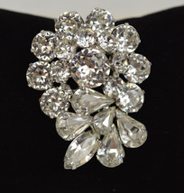 Weiss Ice Clear Rhinestone Tiered Flower Brooch Pin - £49.05 GBP