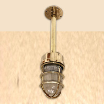 Vintage Caged Brass Nautical Ceiling Light - £110.09 GBP