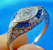 Genuine Diamond Antique Engagement Ring UNIQUE European Deco Platinum Solitaire - £7,050.58 GBP