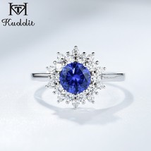 Kuoit Solid 925 Sterling Silver Rings For Women Purple Blue Tanzanite Gemstone R - £22.72 GBP