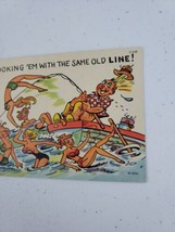 Curt Teich Comic Risque Linen Postcard "Still Hooking 'Em.." C-848 1956  - $5.99