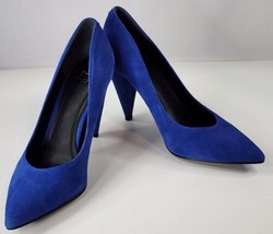 Marc Fisher Heels Womens Size 6M Blue Suede Pointed Toe Cone Heel Dress Shoes - £23.52 GBP