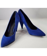 Marc Fisher Heels Womens Size 6M Blue Suede Pointed Toe Cone Heel Dress ... - £23.64 GBP