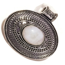 White Moonstone Cabochon Gemstone 925Silver Overlay Handmade Traditional Pendant - £14.61 GBP