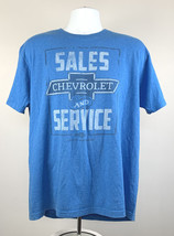 GM Chevrolet Sales &amp; Service T Shirt Mens XL Blue Cotton Poly Chevy - £17.14 GBP