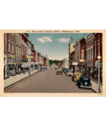 Postcard Greeneville Tenn Main Street Looking North Unposted Linen - $180.71 MXN