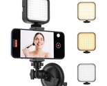 Suction Cup Phone Mount With Rechargeable Light, Mirror Phone Holder Wit... - £29.81 GBP
