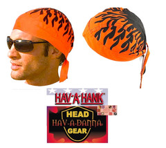 Hav-A-Hank Danna Harley D Orange&amp;Black Biker Flames Fitted Bandana Head Do Rag - £7.07 GBP