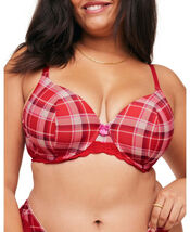 Adore Me Womens Nare Contour Full Coverage Bra - Plaid Red, 38G - $19.80