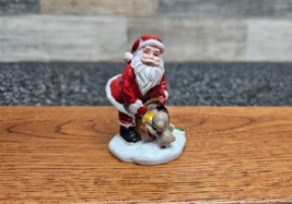 Christmas Figurine - Santa Clause w/ Sack &amp; Puppy! - £8.40 GBP
