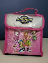 1999 Vintage Digital Digimon Monsters Insulated Lunch Bag Kids Lunchbox Pink - $18.80