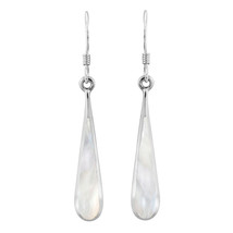 Classic Boho Teardrops White Seashell Vintage Sterling Silver Dangle Earrings - £13.28 GBP