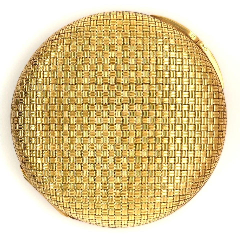 Van Cleef & Arpels Vintage 18k Yellow Gold Basketweave Compact Mirror Item image 7