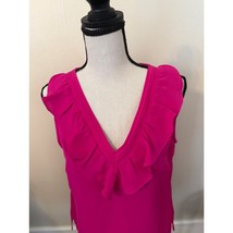 Skies Are Blue Dark Pink Ruffle V-Neck Blouse Size XS - $22.76