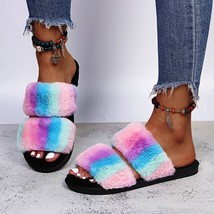 Warm Fluffy Slippers Women Shoes Mix Pink Blue 42-43 - £12.08 GBP
