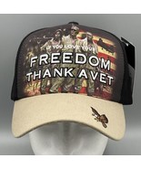 Thank A Vet Strapback Hat Cap Adjustable Military War Veteran Flag Eagle... - £7.52 GBP