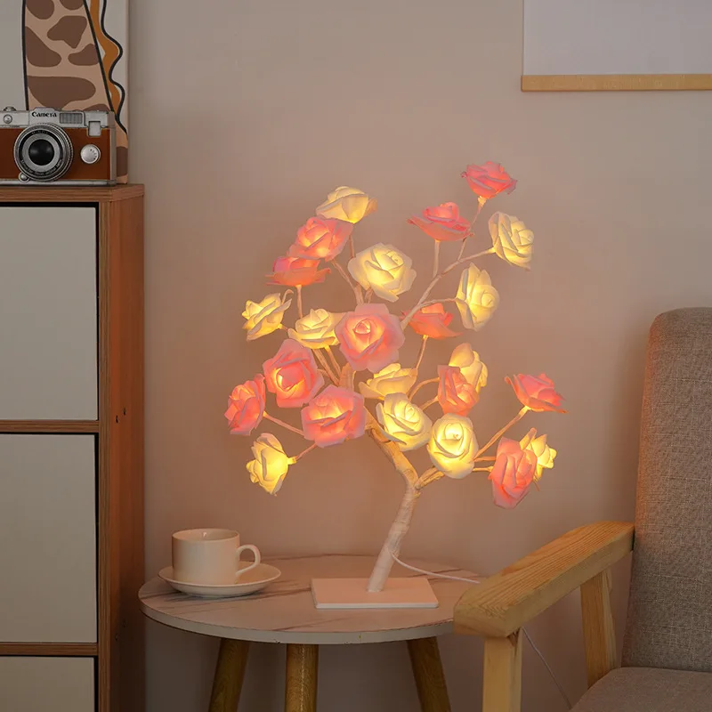 Ed rose lamp tree rose light table top decorations for wedding mother s day valentine s thumb200