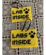Handmade Needlepoint Yellow Pet Emergency Sign LAB LABS Labrador Dog Bra... - £8.64 GBP