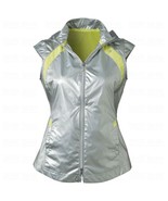 NWT Ladies EP Pro Sport SILVER Gray Yellow Windbreaker Golf Vest - L &amp; XL   - $32.99