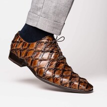 Marco Di Milano Genuine Pirarucu Exotic Lace-Up Olivieri Clear Brown image 7