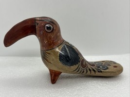 Vintage TOUCAN Bird Figurine TONALA Pottery Handpainted Mexico 8&quot;l - £22.24 GBP