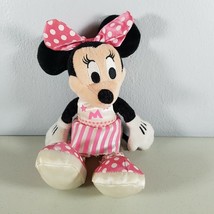 Disney Minnie Mouse Plush Toy with Pink Bow and Polka Dot Shirt 10&quot; Tall - £8.76 GBP