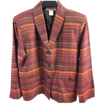 Vintage Kensington Square Womens Blazer Multicolor Stripe Long Sleeve USA S - £13.28 GBP