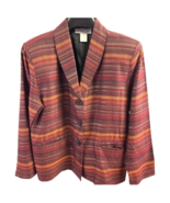 Vintage Kensington Square Womens Blazer Multicolor Stripe Long Sleeve USA S - £13.07 GBP