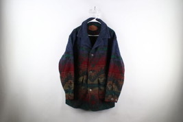 Vintage 90s Woolrich Mens Large Rainbow Fiesta Wool Blanket Button Jacket USA - £150.31 GBP