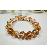 Crystal Bracelet Artificial Crackle Clear Quartz with Golden Feather Pat... - $1,476.80 MXN