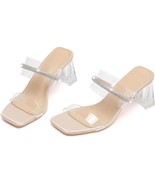 Size 5.5 Square Open Toe Clear Block Heel Dadawen Sandals - $30.00