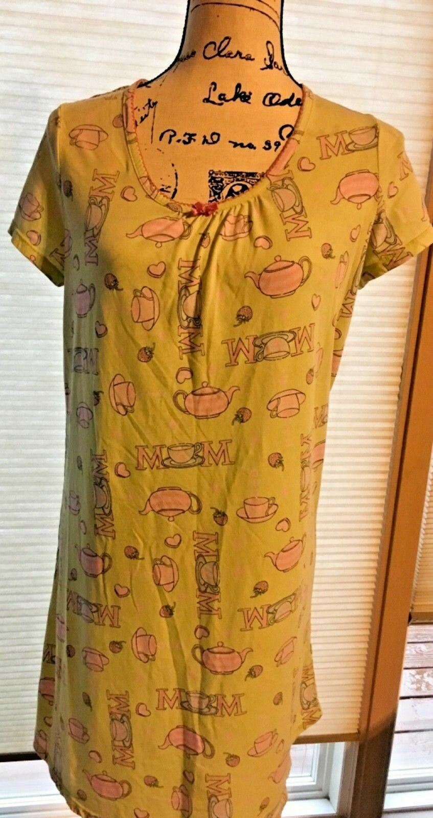 Primary image for Women’s Sleepwear Nightgown Gown No Tags Small Green Mom Coffee Cotton SKU 26-74