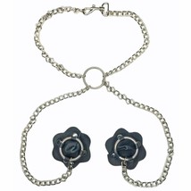 Leather Chain Pasties Studded Flower Collar Choker Necklace Nipple Cover... - £15.77 GBP