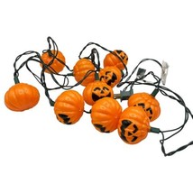 Vintage Halloween Pumpkin 10 Blow Mold String Lights Decorative Tested Working - £8.68 GBP