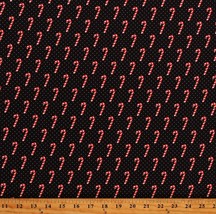 Cotton Candy Canes Candies Polka Dots Food Black Fabric Print by Yard D407.36 - £11.11 GBP