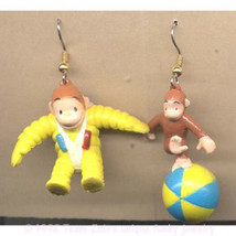 Huge Funky Monkey Curious George Earrings Cute Chimp Ape Teacher Costume Jewelry - £7.08 GBP