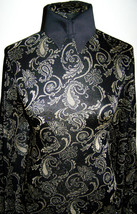Black and Gold Metallic Knit Exotic Paisley Print Lycra Stretch Fabric 1 Yd 18in - £28.77 GBP