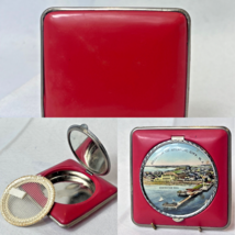 Vtg Atlantic City N.J. Compact Enamel Souvenir Tourist Powder Box W/ Screen - $49.45