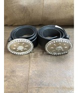 Womens Large Buckle Black Belt 40” Long 2 Pack - $9.89