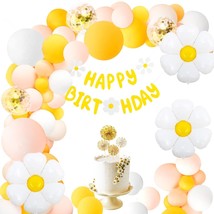 Daisy Party Decorations, Luau Party Supplies With Happy Birthday Flower Banner W - £19.43 GBP