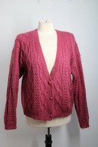 Vtg 80s Autograph M Pink Mohair Blend Cable Knit V-Neck Cardigan Sweater - $43.70