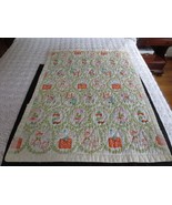 Vtg. NURSERY RHYMES Cotton QUILTED FABRIC Coverlet CRIB BLANKET - 33-1/2... - £14.15 GBP