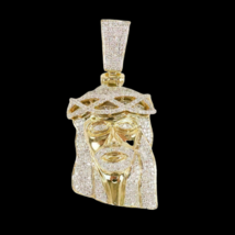 2 Ct Genuine Moissanite Jesus Head Charm Pendant 14K Gold Plated Silver Xmas - $436.32