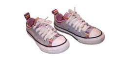Girls&#39; Converse Chuck Taylor All Star Double-Upper Rainbow Striped Sneakers 11 - £12.54 GBP