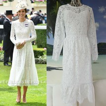 *M&amp;S KATE MIDDLETON DUPLIC STUNNING WHITE FLORAL LACE MIDI  DRESS UK 14 ... - £157.30 GBP