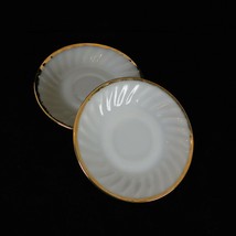 Set of 2 Fire King Oven Ware Golden Shell Scallop Swirl Pattern Glass Saucer - £6.27 GBP