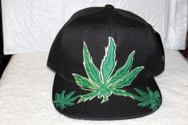 Marijuana Leaves Leaf Cannabis Weed Pot Flat Bill Snapback Baseball Cap - £10.54 GBP