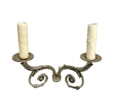 Vintage Ornate Silver Sconce Lights with Two Candle-Style Lights - £39.81 GBP